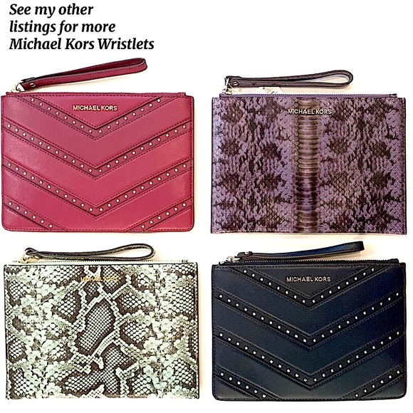 NWT Michael Kors Python XL Zip Clutch - Pale Jade - Picture 8 of 12